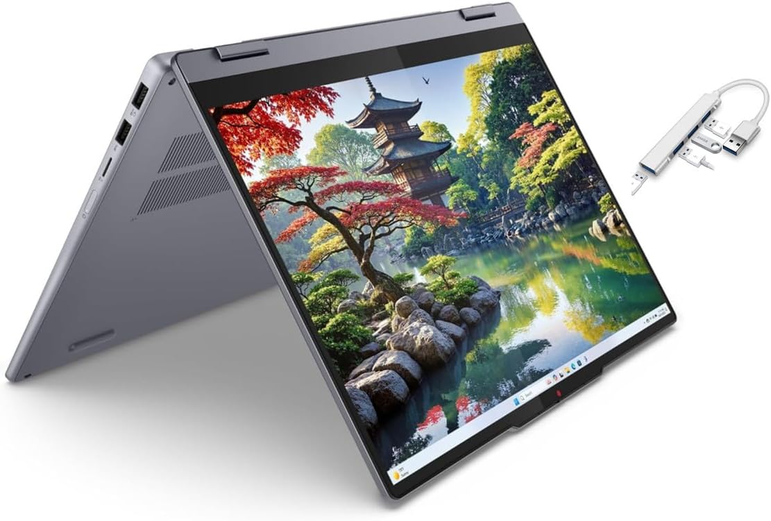 Ordinateur compact portable Lenovo IdeaPad 5i 2-en-1 14" WUXGA tactile | Processeur Intel Core Ultra 5 AI 225U | Carte graphique Intel | Gris | Rétroéclairage | 8 Go de RAM DDR5 | SSD 512 Go | Windows 11 Famille | Hub USB 3.0 inclus