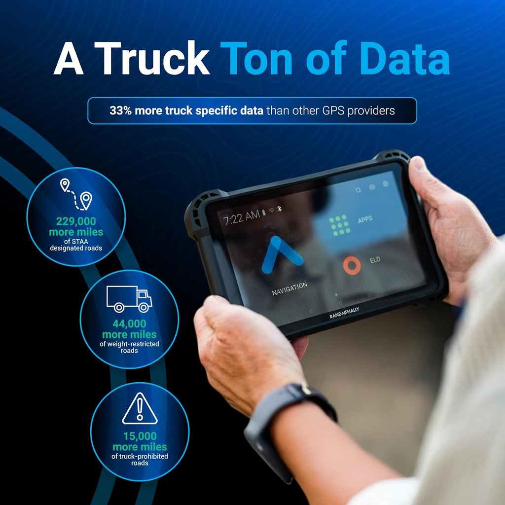 Navigateur GPS pour camions Rand McNally RANDTAB7 7 pouces doté de les meilleurs itinéraires personnalisés du secteur : Rand Navigation 2.0 doté de cartes 2025
