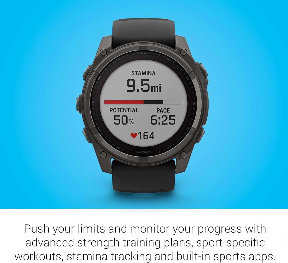 Présentation : Garmin Fenix 8 Premium Montre connectée multisport GPS pour la course à pied 51 mm, écran saphir solaire, étanche à l'énergie solaire, lampe torche intégrée, boîtier en titane DLC avec bracelet gris galet - Socle de chargement Signatur