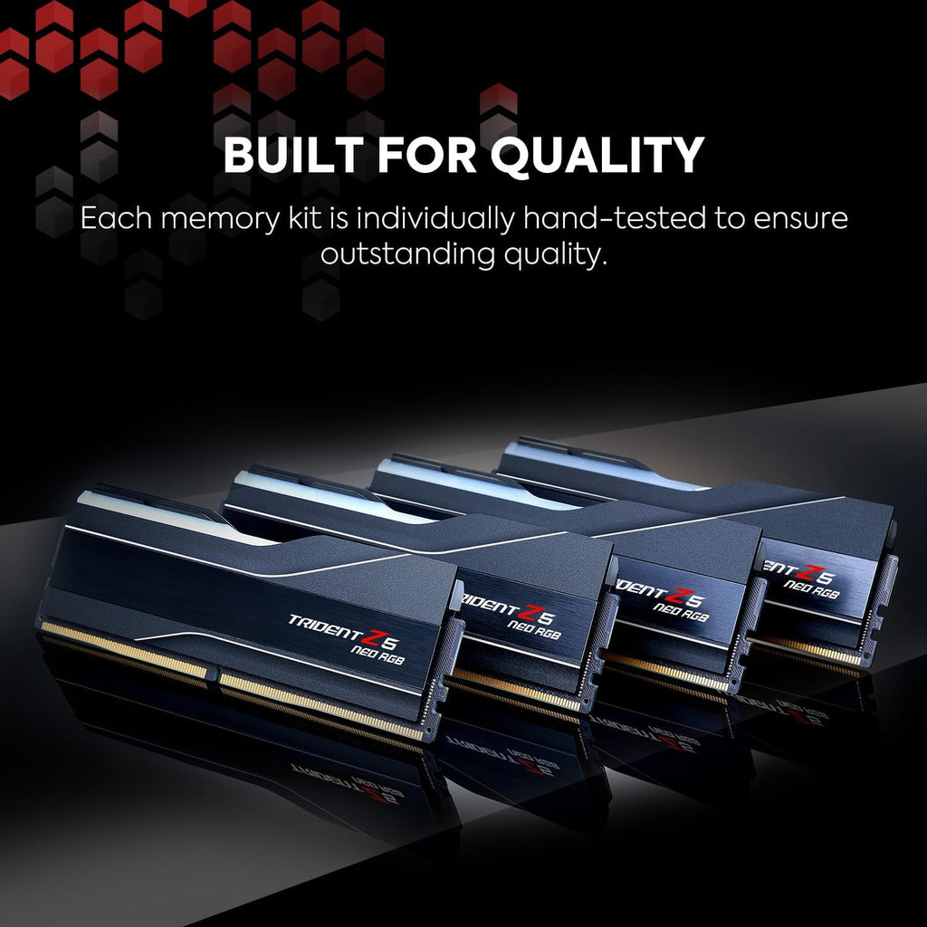 Mémoire RAM G.SKILL Trident Z5 Neo RGB Series DDR5 (AMD Expo) 64 Go (2 x 32 Go) 6 000 MT/s CL30-40-40-96 1,40 V pour ordinateur de bureau U-DIMM - Noir mat (F5-6000J3040G32GX2-TZ5NR) – Modèle pratique