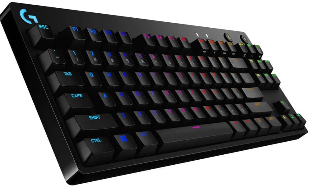 Clavier de jeu mécanique Logitech G PRO, format ultra-facile à transporter sans pavé numérique, câble micro USB détachable, touches rétroéclairées RVB LIGHTSYNC 16,8 millions de couleurs