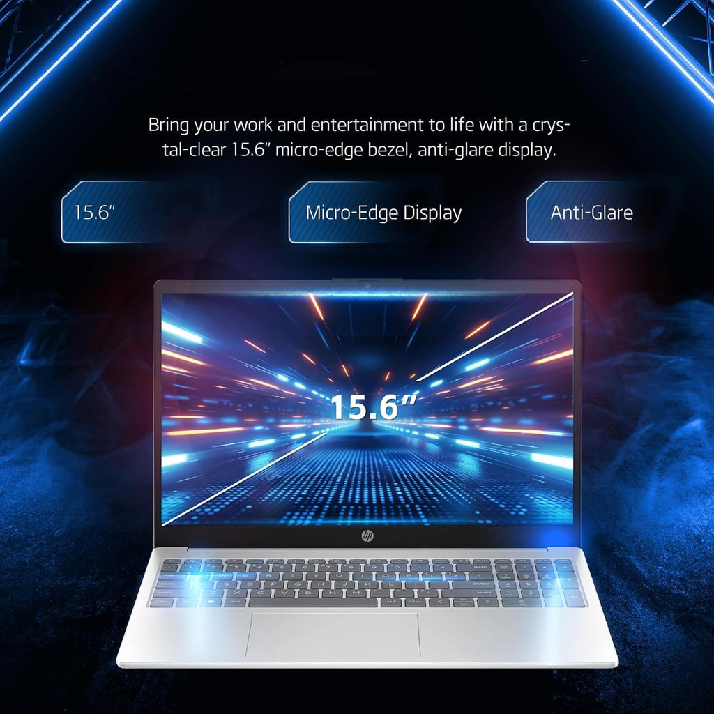 Nouvel ordinateur compact portable HP 15,6 pouces Édition 2026 : processeur Intel N100 haute performance à 4 cœurs, SSD de 128 Go, Windows 11 Professionnel avec Office 365 pour le Web