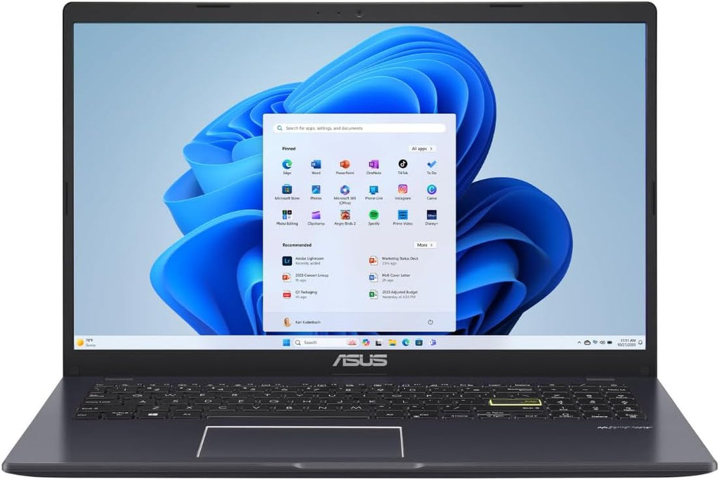 ASUS Vivobook Go Slim 15,6" - Ordinateur compact portable fin et compact portable pour étudiants - Processeur Intel Dual Core N4500, 4 Go de RAM, SSD de 128 Go, Windows 11, Noir étoilé L510KA-ES04