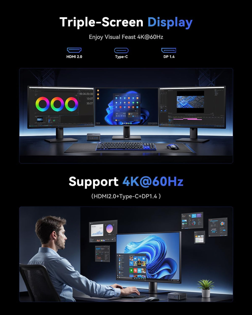 Mini PC KAMRUI E3 W-11 Pro Ryzen 3500U (Plus performant que les N150/N97 allant jusqu'à 3,7 GHz) - Ordinateur de bureau au format compact doté de 16 Go de RAM, SSD de 512 Go, compatible 4K, ports USB-C, HDMI et DisplayPort, double Wi-Fi - adapté à…