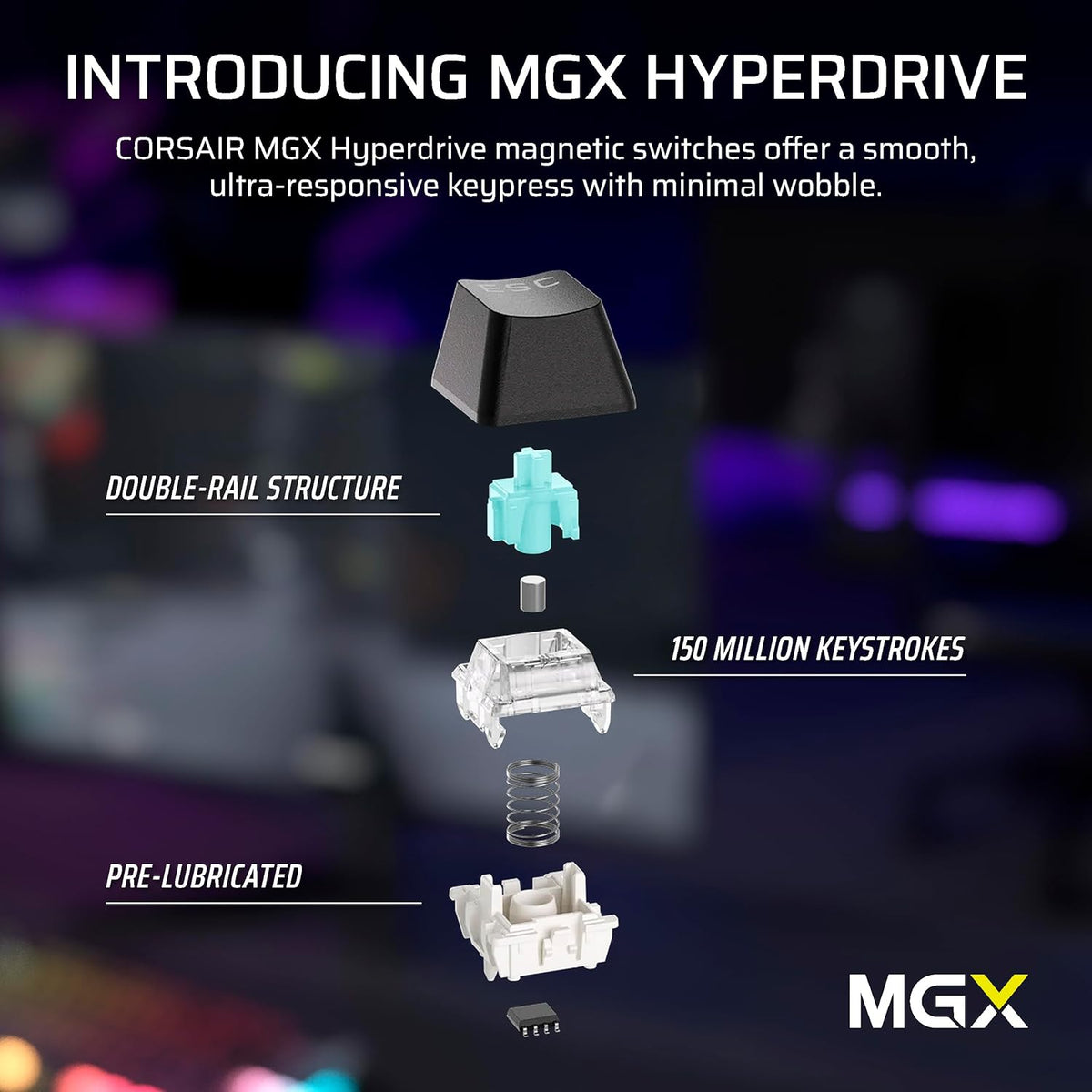 Clavier de jeu mécanique doté de connectivité filaire sans pavé numérique Corsair K70 PRO TKL RGB – Switches MGX Hyperdrive à effet Hall pré-lubrifiés et réglables, SOCD et déclenchement réactif simultanés, ABS double injection, QWERTY NA – Noir