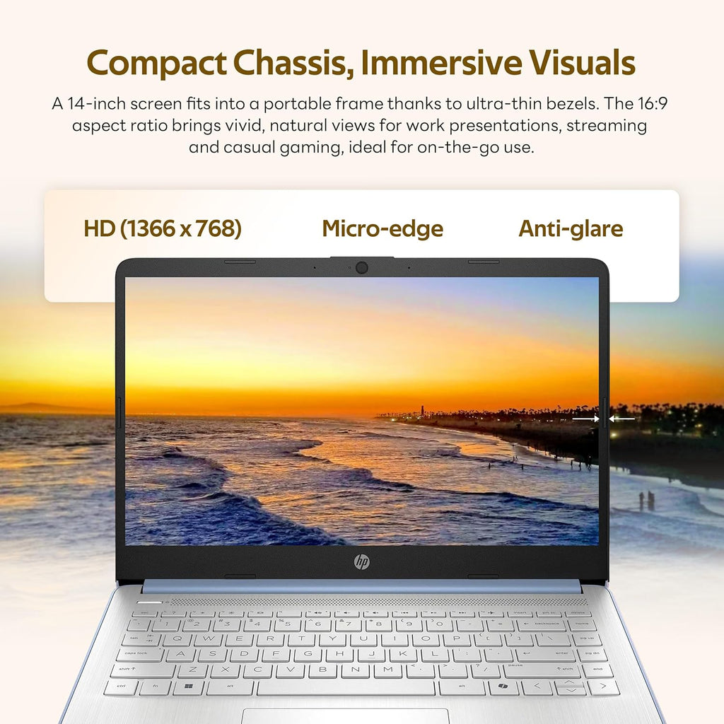 Ordinateur compact portable HP Stream 14 avec AI Copilot, modèle phare pour étudiants et professionnels, processeur Intel quadricœur de 13e génération, 4 Go de RAM, 1,12 To de stockage (128 Go UFS + station d'accueil de 1 To), Office 365, Windows 11