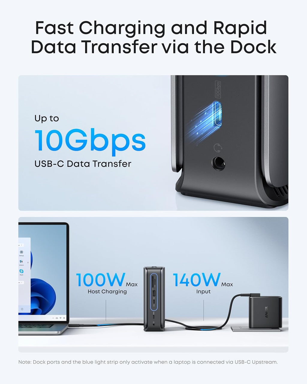 Station d'accueil pour ordinateur compact portable Anker Nano avec hub détachable 13-en-1, triple affichage USB-C, 2 ports HDMI + 1 port DP, USB-C 10 Gbit/s, 3 ports USB-A, audio, lecteur de cartes SD/TF, Ethernet, alimentation 100 W max. Compatible