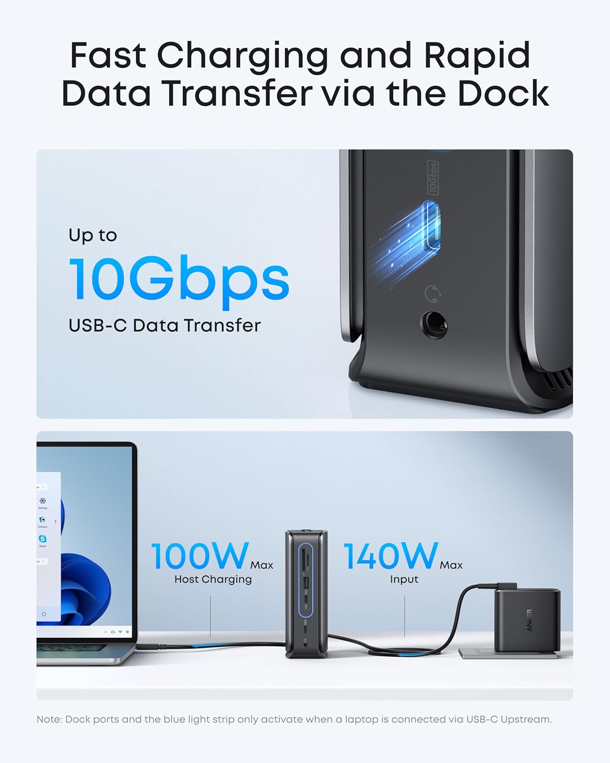 Station d'accueil pour ordinateur compact portable Anker Nano avec hub détachable 13-en-1, triple affichage USB-C, 2 ports HDMI + 1 port DP, USB-C 10 Gbit/s, 3 ports USB-A, audio, lecteur de cartes SD/TF, Ethernet, alimentation 100 W max. Compatible