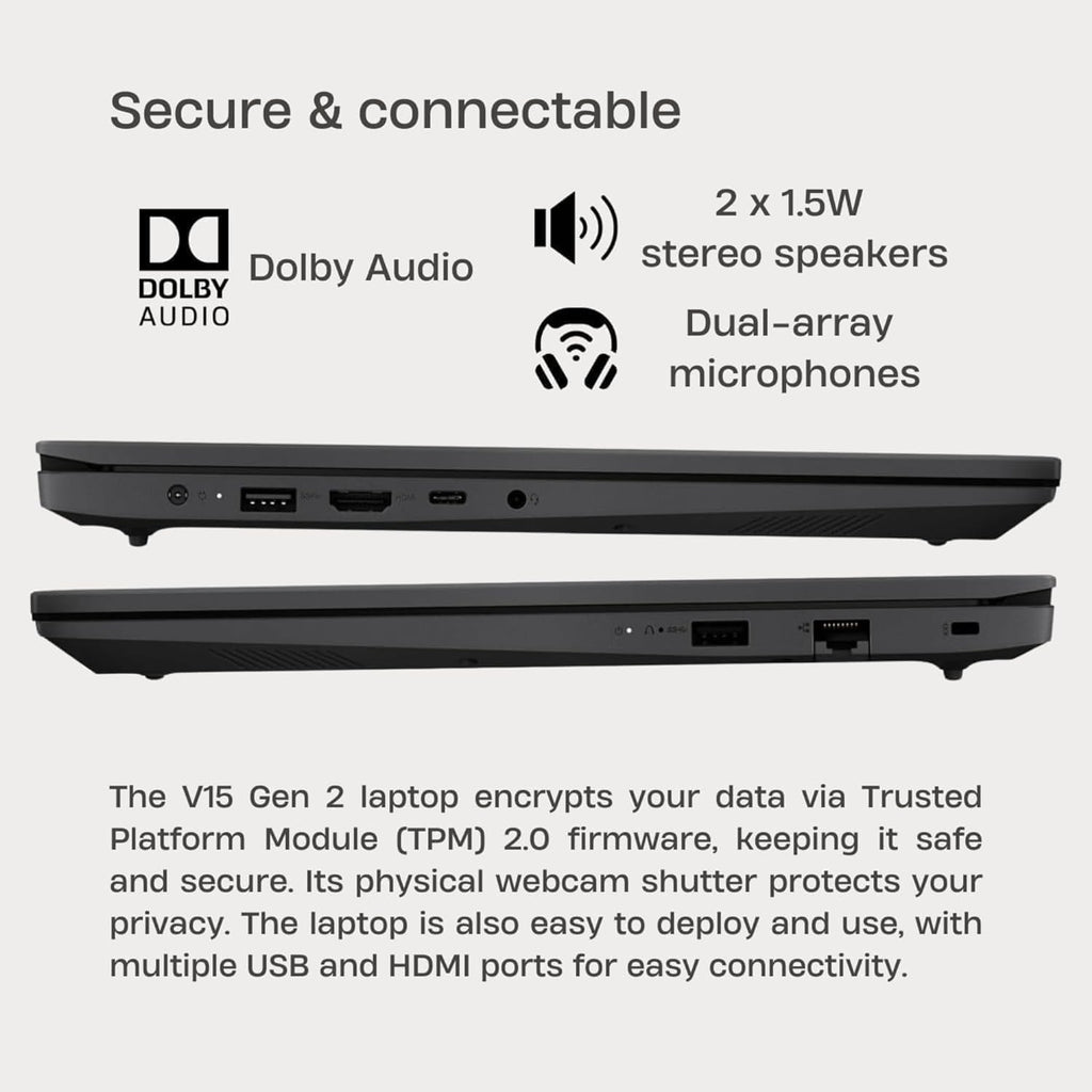Ordinateur compact portable Lenovo V15 (2026) pour étudiants et professionnels | Processeur Intel Pentium quadricœur | Écran FHD 15,6 pouces (1920 x 1080) | 16 Go de RAM | SSD 1 To | Ethernet RJ-45 | Windows 11 avec Office 365 pour le Web