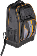 Sac à dos pour ordinateur compact portable Klein Tools 62805BPTECH à 28 poches, sac à outils Tradesman Pro extra-large avec fond moulé et port de chargement