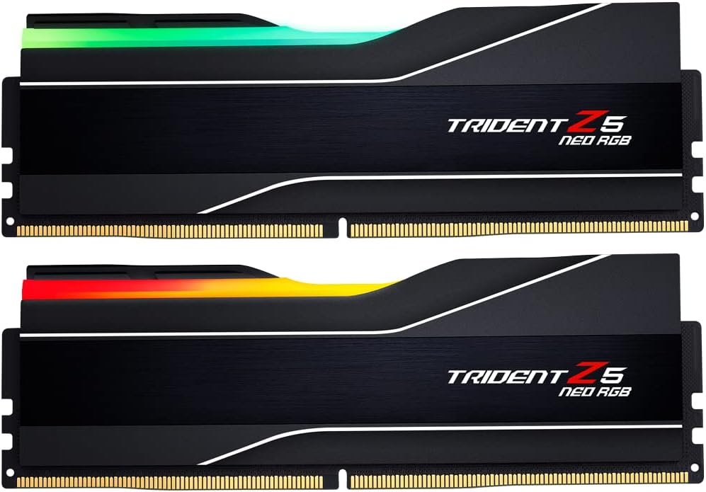 Mémoire RAM G.SKILL Trident Z5 Neo RGB Series DDR5 (AMD Expo) 64 Go (2 x 32 Go) 6 000 MT/s CL30-40-40-96 1,40 V pour ordinateur de bureau U-DIMM - Noir mat (F5-6000J3040G32GX2-TZ5NR) – Modèle pratique
