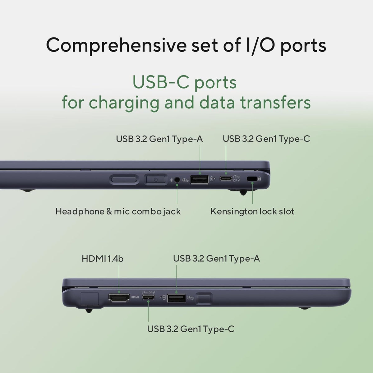 Chromebook ASUS CR11, ordinateur compact portable renforcé, écran 11,6", processeur Intel N100, 4 Go de RAM, 64 Go de stockage eMMC, protection antimicrobienne, clavier résistant aux éclaboussures, gris minéral CR1104CGA-AS44