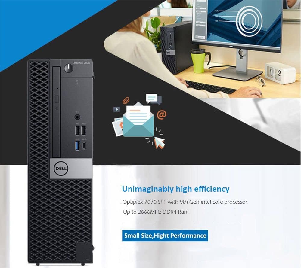 Ordinateur de bureau Dell OptiPlex 7070 SFF, processeur Intel Core i7-9700 à 8 cœurs (3,0 GHz allant jusqu'à 4,70 GHz), 32 Go de RAM DDR4, SSD NVMe M.2 de 1 To (neuf), Wi-Fi 6E intégré AX210, Windows 11 Pro, clavier et souris à connectivité sans fil…