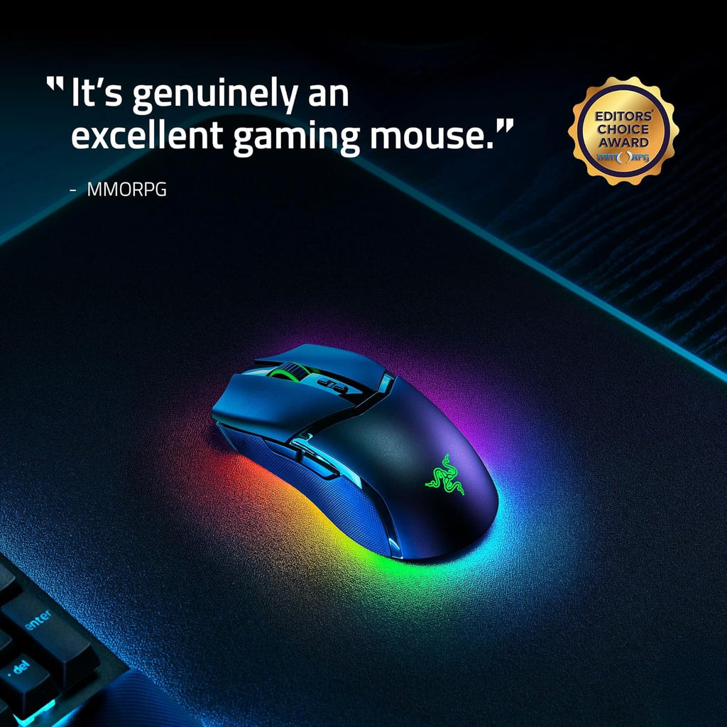 Souris gaming à connectivité sans fil Razer Cobra Pro : 10 commandes personnalisables - Éclairage Chroma RGB - Capteur optique 30 000 points de couleur - Interrupteurs Gen 3 - 2,4 GHz, Bluetooth et USB Type-C - allant jusqu’à 170 h d’autonomie - Noir