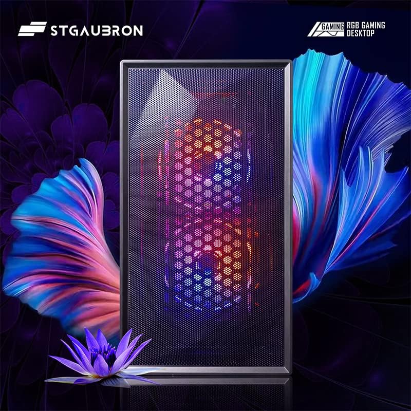 Ordinateur de bureau gaming STGAubron, processeur Intel Core i5 allant jusqu'à 3,7 GHz, carte graphique GeForce RTX 2060 6 Go, 16 Go de RAM, SSD de 512 Go, Wi-Fi 6, Bluetooth 5.0, 2 ventilateurs RGB, Windows 11 Famille