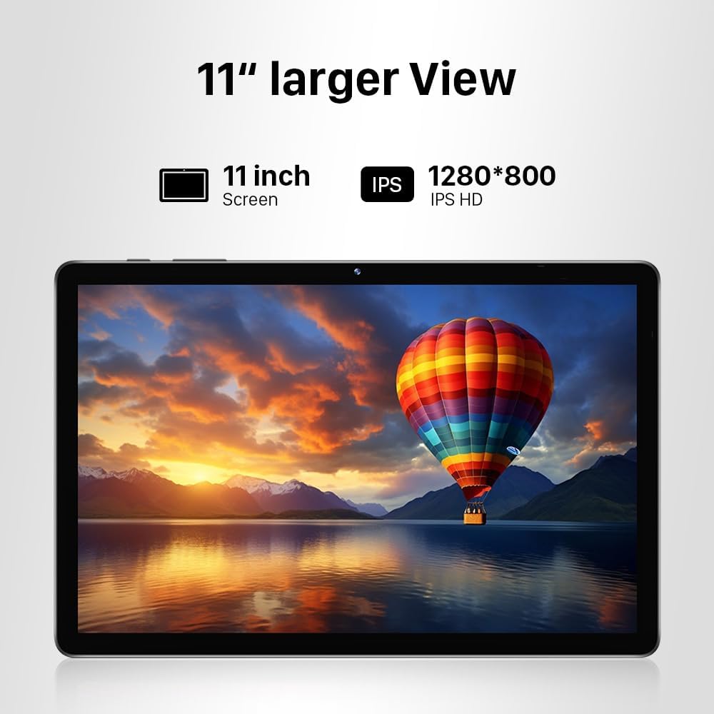 Tablette tactile ApoloMedia 11, 2026 Android 15 avec processeur octocœur, 8 Go de RAM + 128 Go de ROM (extensible à 1 To), batterie 7000 mAh, grand écran HD IPS, Wi-Fi 6 et Bluetooth 5.0, compatible GMS (étui non inclus)