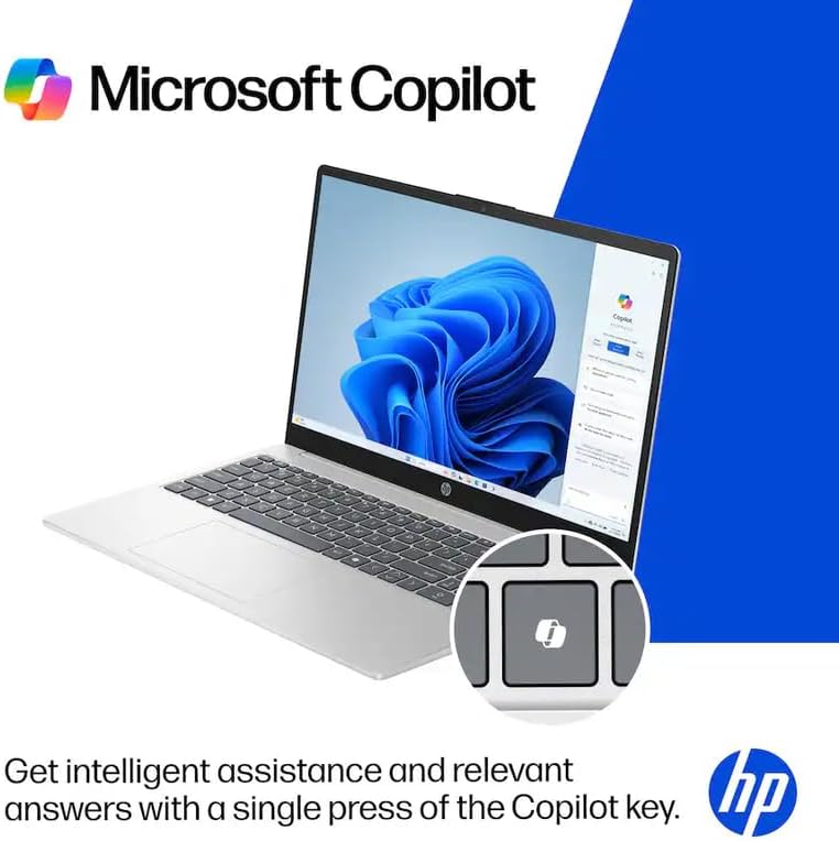 Ordinateur compact portable HP 15,6 pouces avec Microsoft Office 365 inclus, processeur Intel quadricœur, 32 Go de RAM, SSD de 128 Go, Windows 11, écouteurs PLUSERA, argent naturel