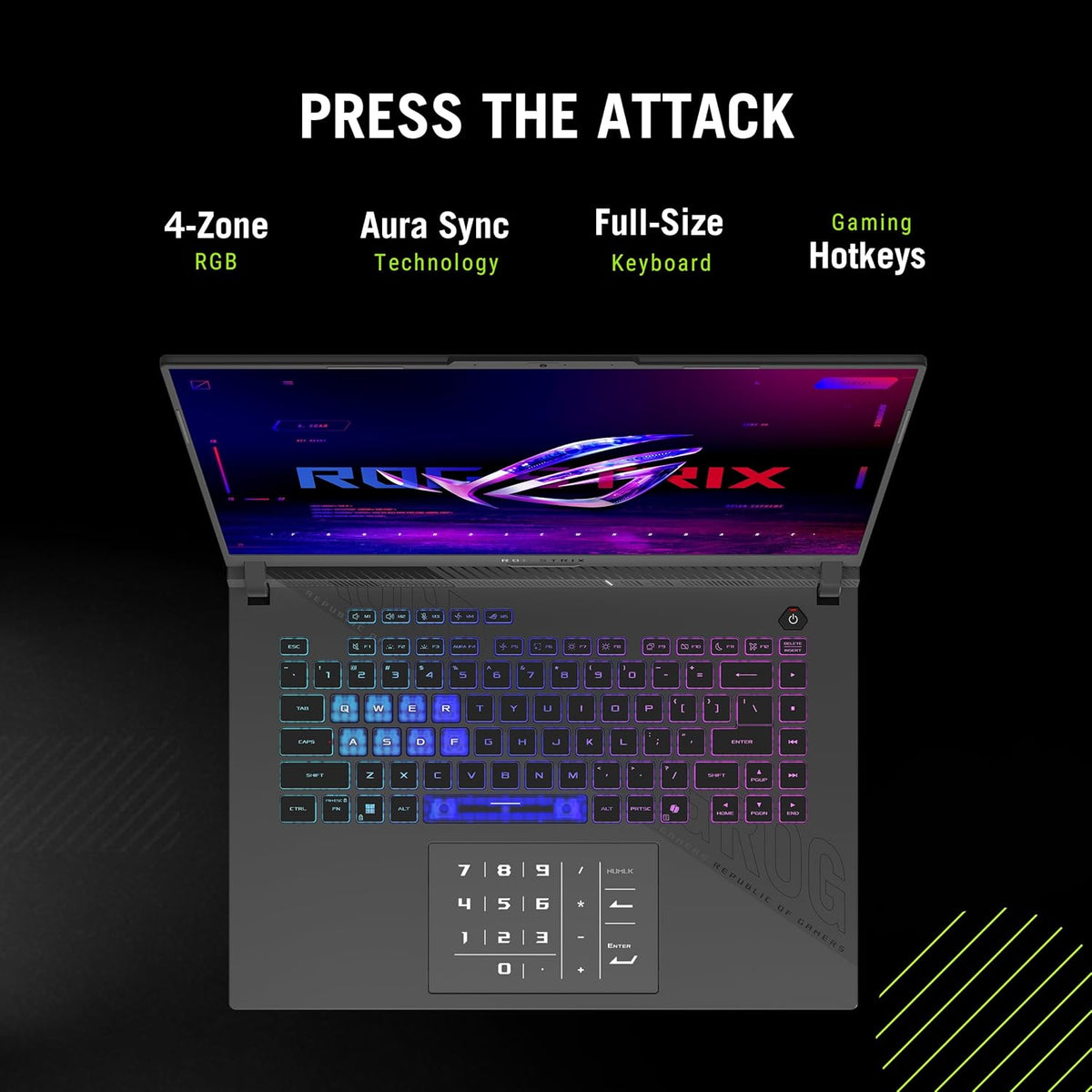 ASUS ROG Strix G16 (2025) Ordinateur compact portable de jeu 16 pouces ROG Nebula 16:10 2,5K 240 Hz/3 ms NVIDIA® GeForce RTX™ 5070 Processeur AMD Ryzen™ 9 9955HX 32 Go DDR5-5600 SSD PCIe Gen 4 1 To Wi-Fi 6E Windows 11 Famille