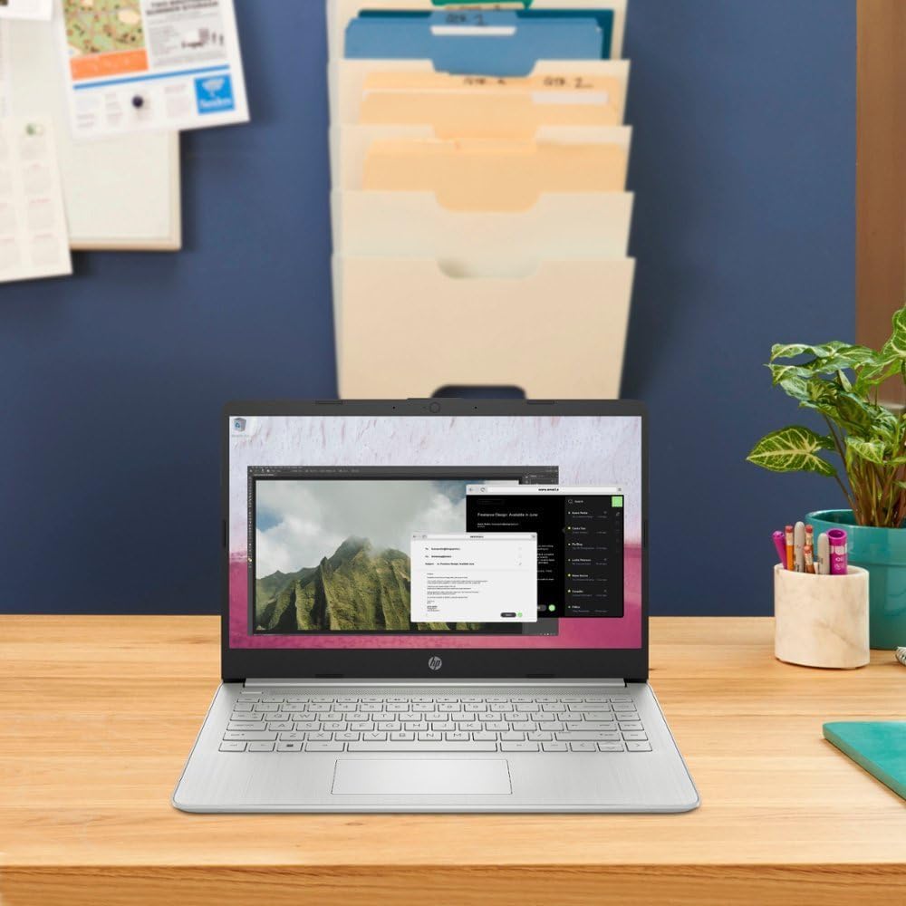 Ordinateur compact portable professionnel HP 14 HD pour étudiants, processeur Intel Quad-Core N4120, 16 Go de RAM, 384 Go de stockage (128 Go eMMC + carte SD de 256 Go), abonnement d'un an à Office 365, design fin, webcam, HDMI, Bluetooth, Wi-Fi