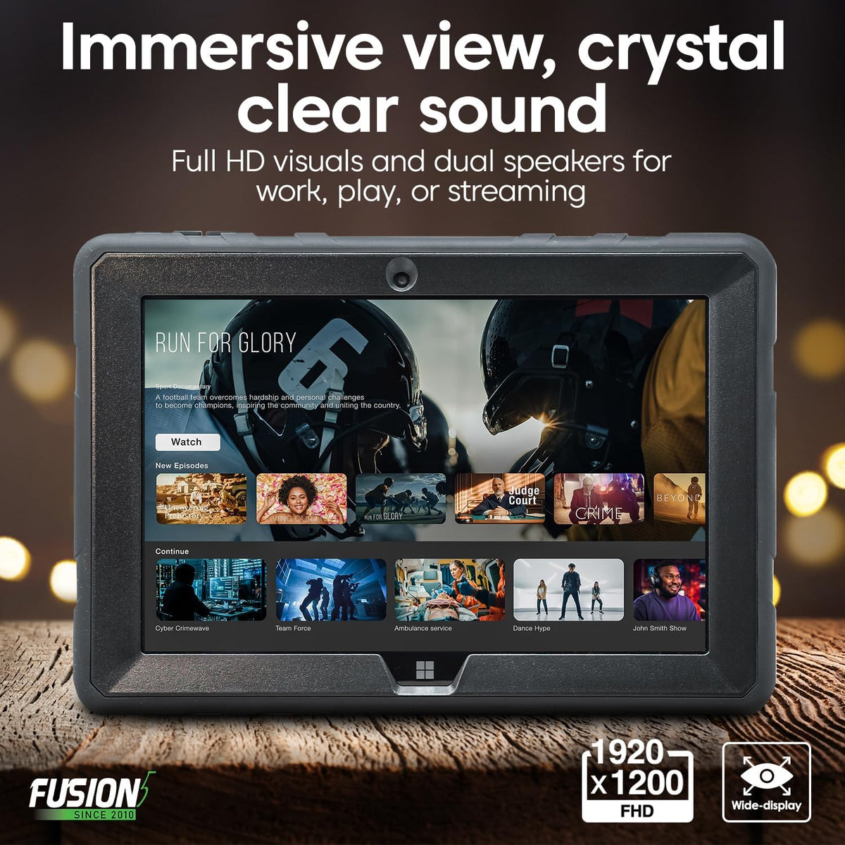 Tablette tactile PC durcie Fusion5 10.1 Windows 11 Full HD - Intel 13e génération - FWIN232 PRO N5 - Tablette ultra-mince Windows - 8 Go de RAM, SSD 512 Go, 10 pouces, Wi-Fi 5 GHz, webcam HD, micro HDMI, stockage extensible