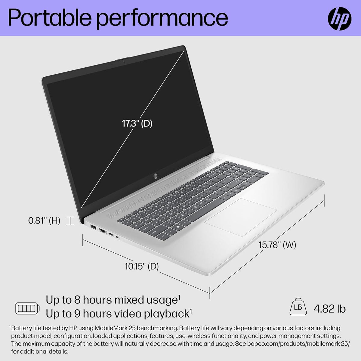Ordinateur compact portable HP 17,3 pouces à écran tactile, 64 Go de RAM, 2,5 To de stockage (SSD de 2 To + station d'accueil de 512 Go), processeur AMD Ryzen 5 à 6 cœurs, Windows 11, écouteurs PLUSERA inclus.