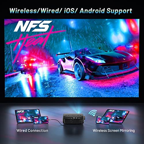 Mini projecteur Bluetooth CLOKOWE 9600L, projecteur HD 1080p 5G WiFi, compatible 4K et zoom, projecteur de films facile à transporter doté de audio Dolby