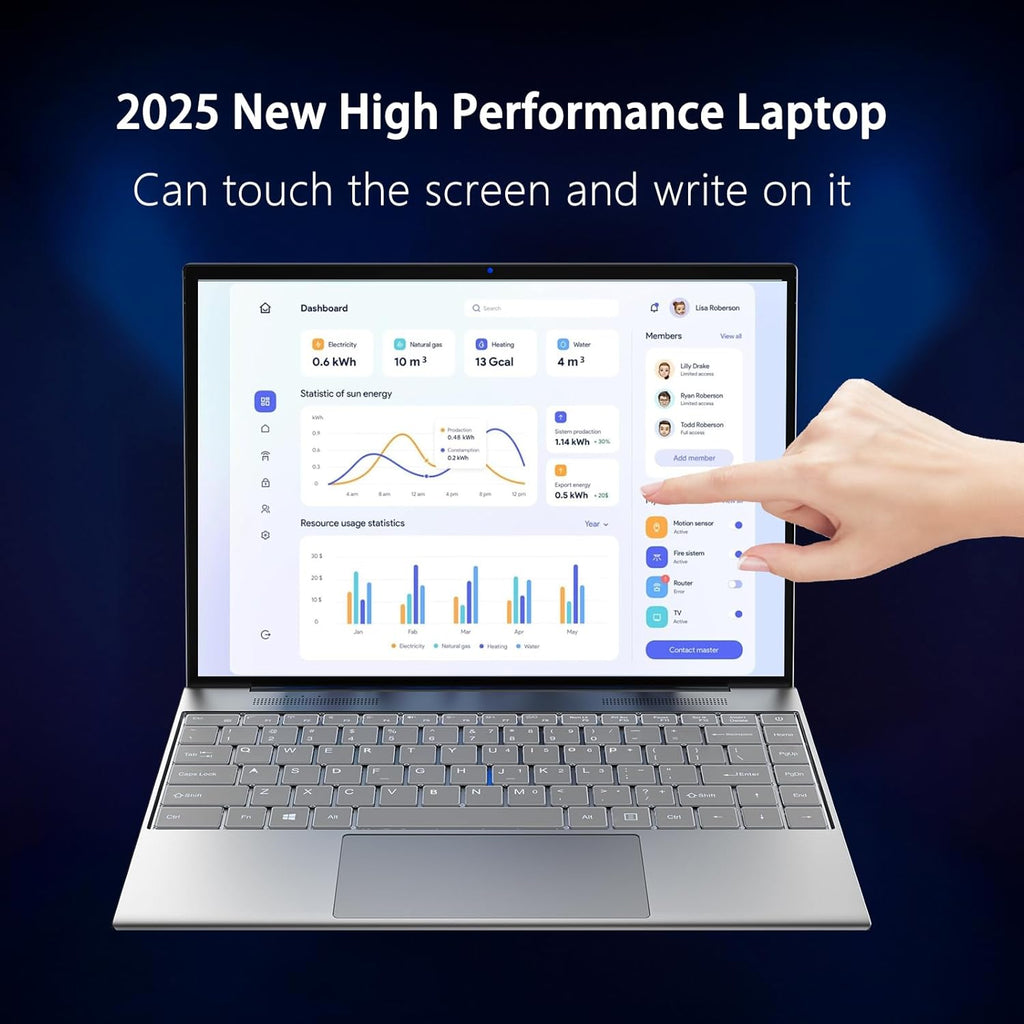Ordinateur compact portable Morostron 13,5 pouces à écran tactile (16 Go de RAM, SSD de 512 Go), écran IPS 3K (3000 × 2000), processeur Celeron N5095 jusqu'à 2,9 GHz, clavier rétroéclairé, déverrouillage par empreinte digitale, Windows 11