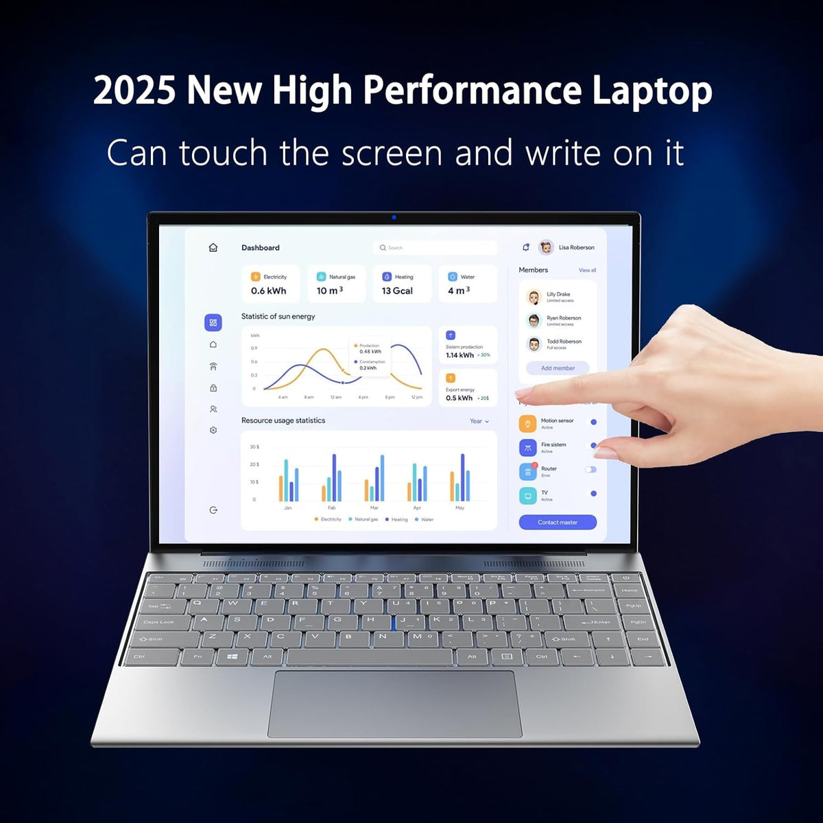 Ordinateur compact portable Morostron 13,5 pouces à écran tactile (16 Go de RAM, SSD de 512 Go), écran IPS 3K (3000 × 2000), processeur Celeron N5095 jusqu'à 2,9 GHz, clavier rétroéclairé, déverrouillage par empreinte digitale, Windows 11