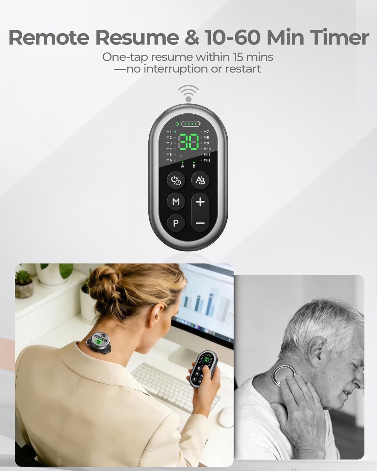 Appareil d'électrostimulation musculaire à connectivité sans fil KingPavonini TENS - Rangement et chargement tout-en-un, 48 modes et 30 intensités, appareil TENS à double canal pour le soulagement de la douleur, électrodes XL pour le dos, les…