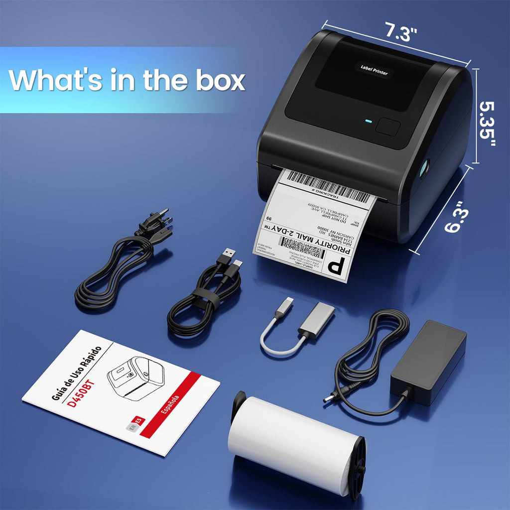 Imprimante d'étiquettes d'expédition Bluetooth OMEZIZY D450BT 4x6 – Modèle pratique