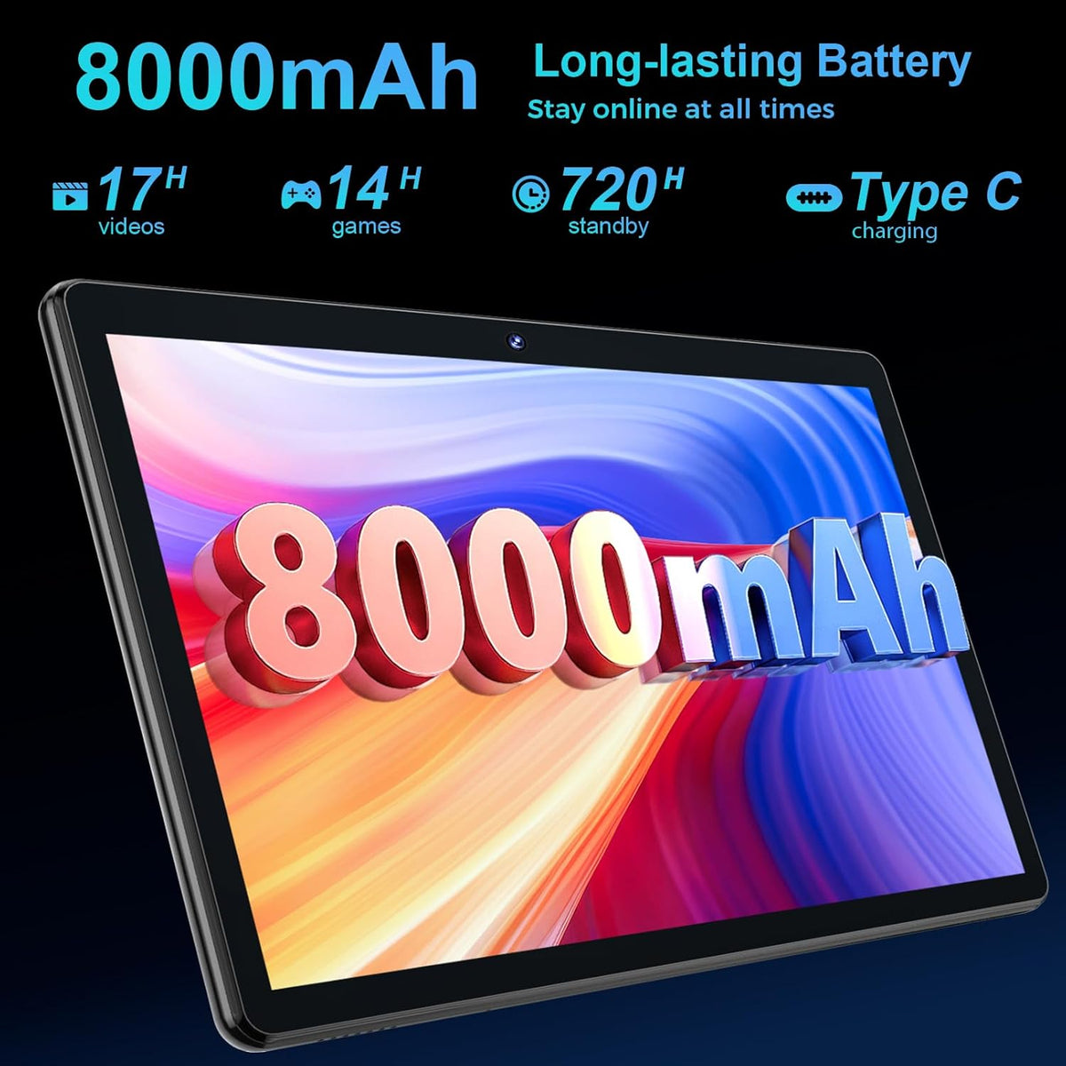 Tablette tactile Android avec clavier, 2026 Android 15, écran 10 pouces, 26 Go + 256 Go + 2 To extensible, tablette PC électronique avec processeur Gemini 8 cœurs, batterie 8 000 mAh, Wi-Fi 5G, GMS, tablette 2 en 1 avec étui, souris et stylet (étui v