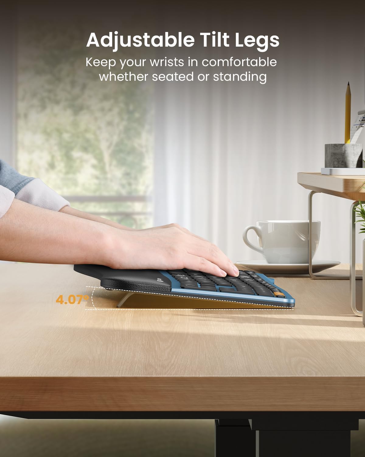 Clavier ergonomique Bluetooth rétroéclairé ProtoArc EK01 Plus, clavier à connectivité sans fil complet divisé doté de double connectivité Bluetooth et USB, repose-poignets rembourré, rechargeable, compatible Windows/Mac/Android, bleu