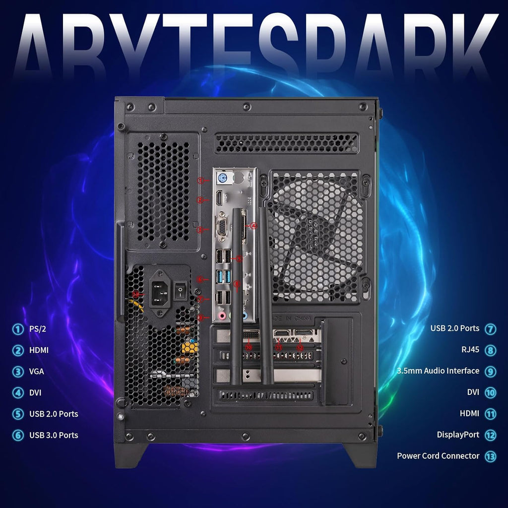 PC de bureau gaming pré-assemblé, processeur Intel Core i5 cadencé à 3,2-3,6 GHz, carte graphique RX550 doté de 4 Go de mémoire vidéo GDDR5, 16 Go de RAM, SSD NVMe de 512 Go, Wi-Fi 5, 4 ventilateurs RGB, Windows 11