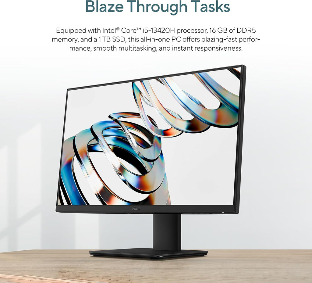 ASUS V470 Ordinateur tout-en-un 27" FHD tactile antireflet, 16 Go de RAM DDR5, SSD 1 To, Processeur Intel® Core™ i5-13420H, Windows 11 Famille, Clavier et souris doté de connectivité filaires inclus, V470VA-MS504T Noir