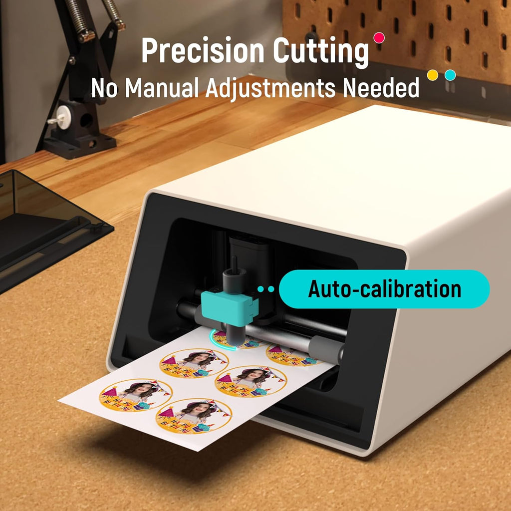 Liene PixCut S1 Imprimante et découpeuse d'autocollants couleur – Créatrice d'autocollants tout-en-un pour loisirs créatifs, étiquettes personnalisées et cadeaux. Imprimante photo à sublimation thermique 300 DPI, découpe automatique IA précise.