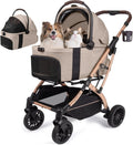 Chariot pliable 5 en 1 pour chiens de petite et moyenne taille allant jusqu'à 25 kg, siège imperméable amovible et siège enfant