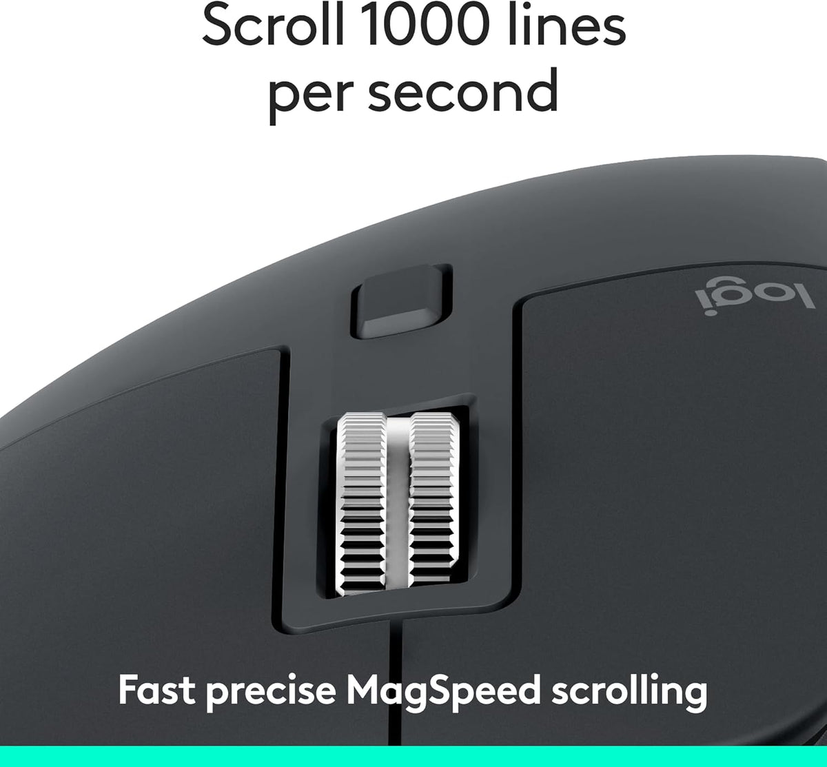 Souris à connectivité sans fil Logitech MX Master 3S Bluetooth Edition, sans récepteur USB - Défilement ultra-réactif, ergonomique, 8 000 DPI, suivi sur verre, clics silencieux, compatible doté de Apple Mac, PC Windows, Linux et Chrome - Graphite