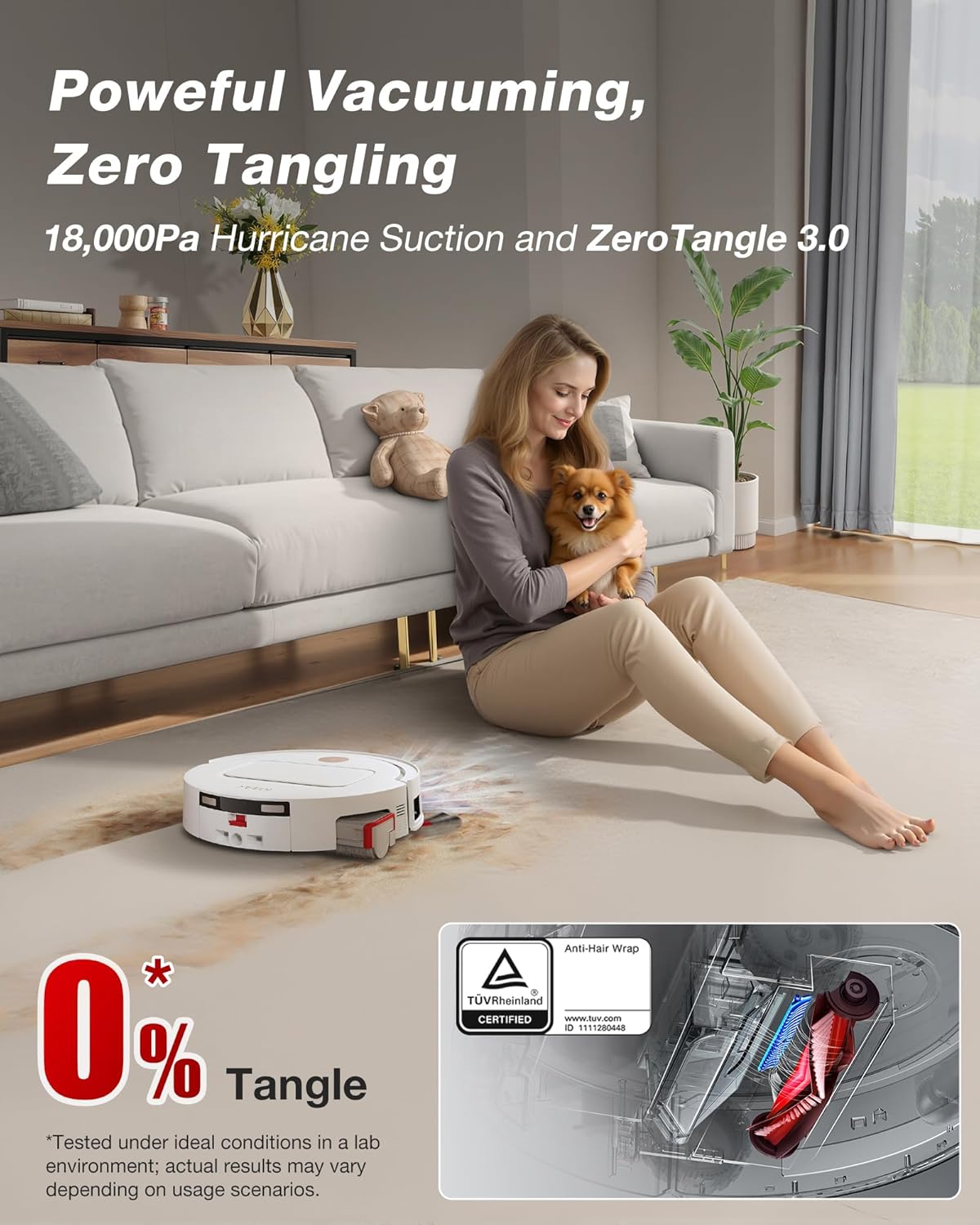Aspirateur et laveur robot Yeedi M14 Plus doté de station tout-en-un, 18 000 Pa, rouleau OZMO pour un lavage instantané et autonettoyant, lavage à l'eau chaude à 75 °C et séchage automatique, ZeroTangle 3.0, vidage automatique, blanc