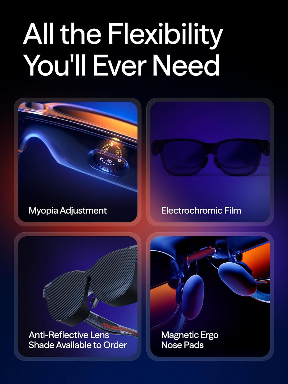 Lunettes VITURE Luma Ultra AR/XR 152'', compatibilité 6DoF complète, gestes de la main en réalité augmentée, champ de vision de 52°, luminosité de 1500 nits, compatibles iPhone 17/16/15, Android, Mac et PC. Switch et Switch 2 : première conversion 2D