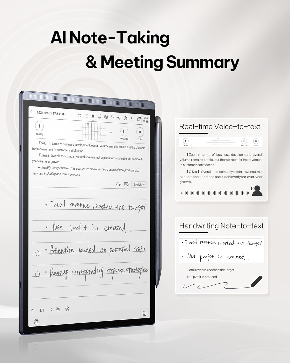 iflytek AINOTE Air 2 Bundle - Étui folio noir, Tablette tactile graphique 8,2 pouces avec stylet, transcription vocale et assistance multilingue pour la prise de notes et l'écriture, stylet et IA.