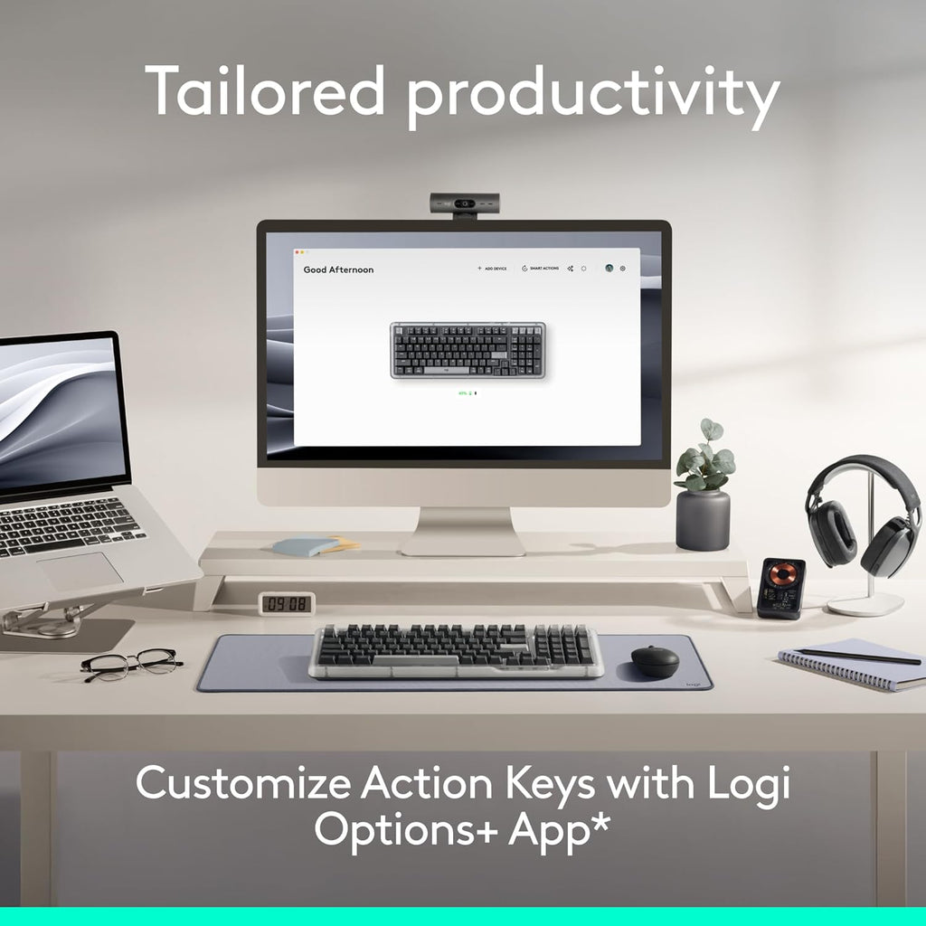 Clavier mécanique sans fil Logitech Alto Keys K98M, clavier personnalisable avec joint anti-vibrations, touches rétroéclairées, Bluetooth, chargement USB-C, pour PC, Mac et ordinateurs portables - Graphite