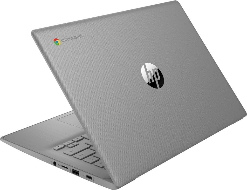 Ordinateur compact portable HP Chromebook 14 pour professionnels et étudiants : 4 Go de RAM, 64 Go de stockage eMMC, processeur Intel Celeron à 4 cœurs, webcam HD, longue autonomie, Chrome OS, écouteurs PLUSERA
