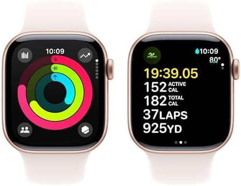 Présentation : Apple Watch Series 10 GPS 46 mm - Boîtier en aluminium or rose avec bracelet sport rose pâle S/M (Reconditionné Premium)