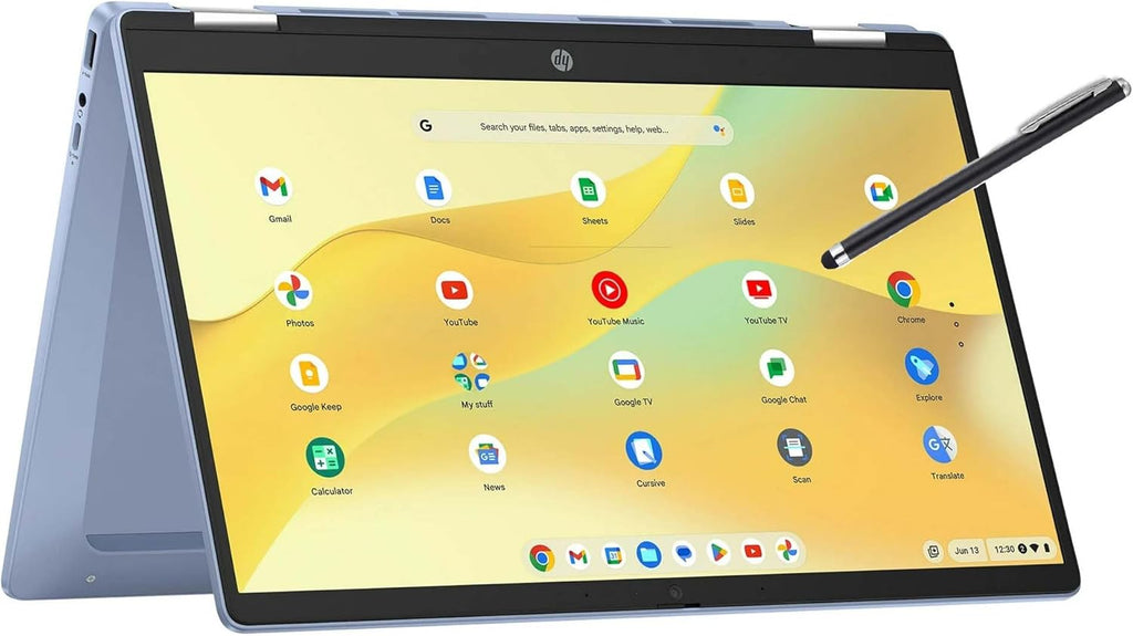 Chromebook convertible 2-en-1 HP bleu, écran tactile FHD 14 pouces, processeur Intel quadricœur jusqu'à 3,40 GHz, 4 Go de RAM, 64 Go de stockage, graphismes 4K, Wi-Fi ultra-rapide, Chrome OS (14b - Reconditionné)