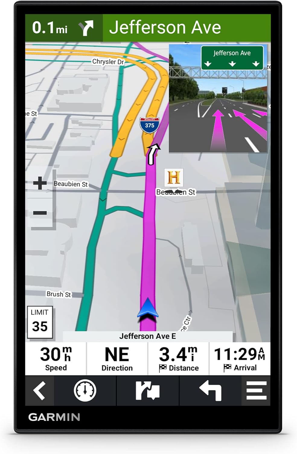 GPS de voiture Garmin DriveSmart 86 doté de écran 8 pouces, cartes haute résolution nettes et lumineuses et assistance vocale Garmin.