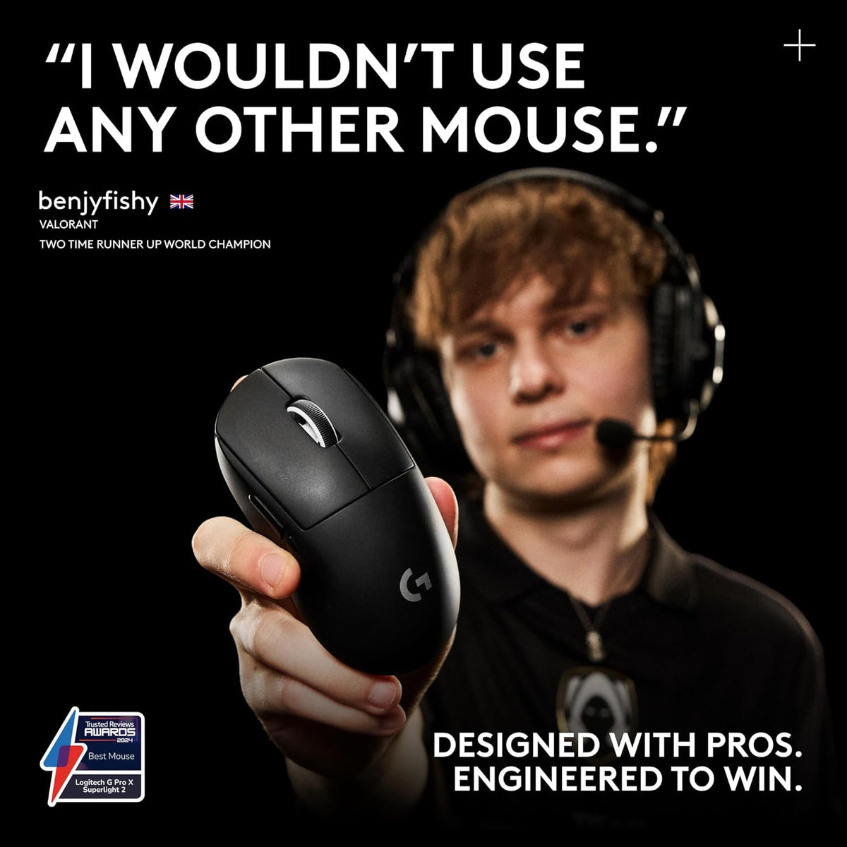 Souris gaming à connectivité sans fil Logitech G PRO X Superlight 2, 60 g, qualité professionnelle, 5 boutons programmables, capteur 44 000 DPI, taux de rapport 8 kHz, chargement USB-C pour PC/Mac - Noir