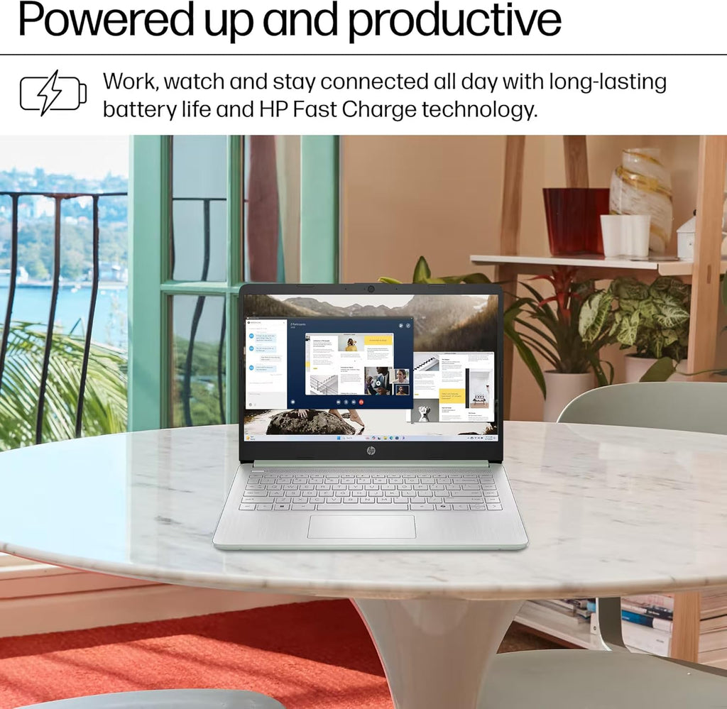 Ordinateur compact portable HP 14 (2025-2026) : Professionnel, Étudiant, Copilot AI, Suite Office à vie, Processeur Intel quadricœur, 16 Go de RAM, 628 Go de stockage (128 Go UFS + 500 Go d'extension), Wi-Fi 6, Autonomie de plus de 10 heures