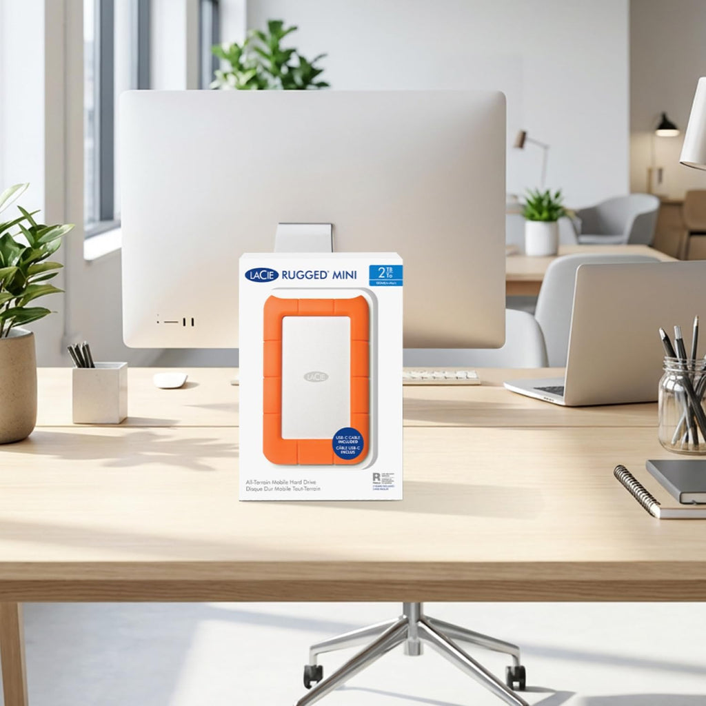 LaCie Rugged Mini, 1 To, 2,5 pouces, disque dur externe portable, pour PC, Mac, iPad et iPhone, service de récupération de données (LAC301558) pratique