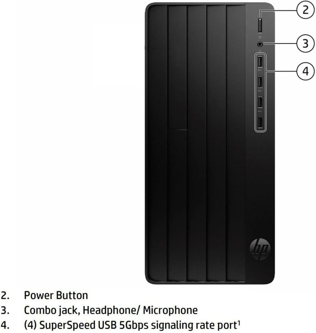 Ordinateur de bureau HP, format tour, pour un usage domestique et le bureau : processeur Intel Core i5-13500 à 14 cœurs, 32 Go de RAM DDR4, SSD PCIe de 1 To, carte graphique UHD 770, Wi-Fi 6, Bluetooth 5.3, RJ-45, HDMI, VGA, clavier et souris…