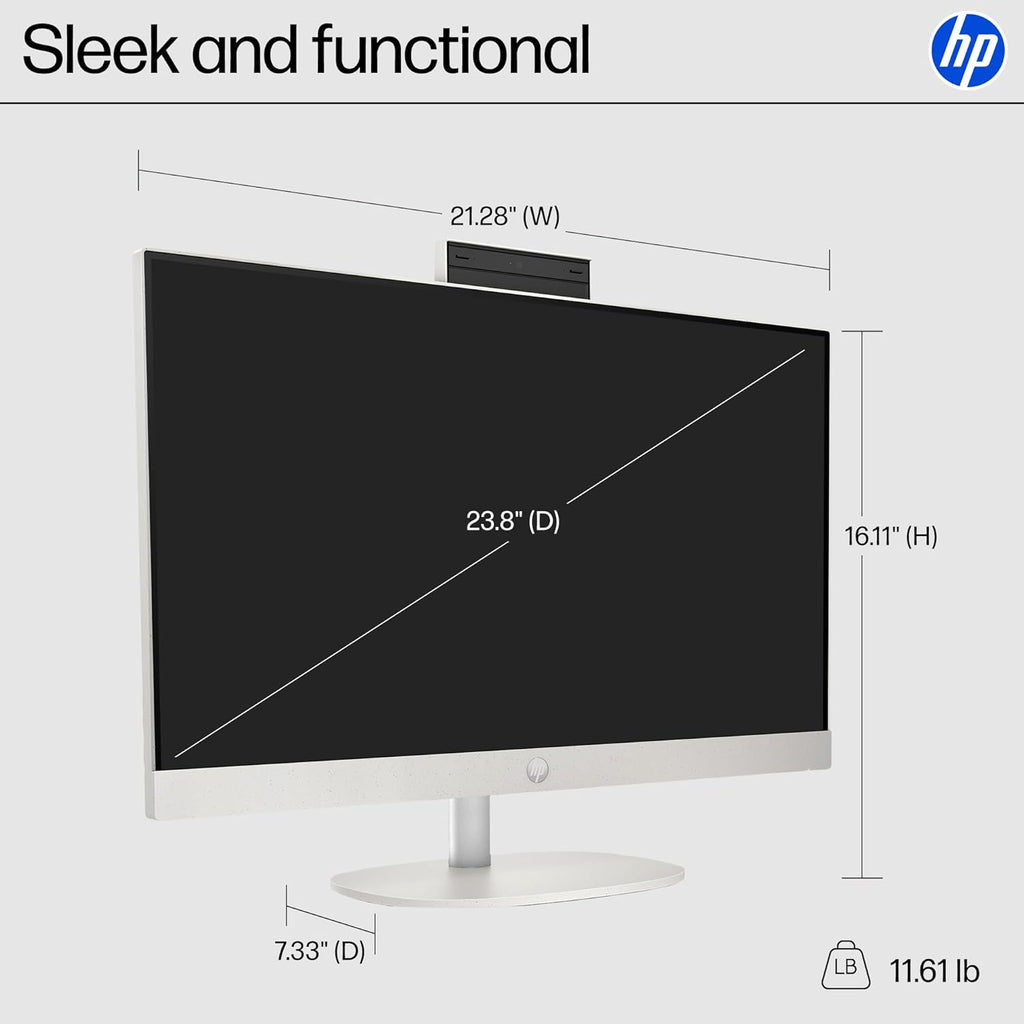 Ordinateur de bureau tout-en-un tactile HP 24 pouces pour un usage domestique et l'école : processeur Intel, écran FHD 23,8 pouces, 16 Go de RAM DDR4, SSD PCIe 1 To, Wi-Fi 6, Bluetooth 5.3, blanc.